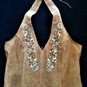 Vintage Wilsons suede halter top XL